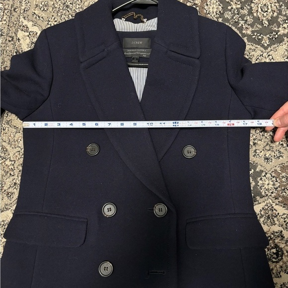 J. Crew Double Breasted Coat Navy Wool Double Cloth Coat size 2 - Picture 7 of 10